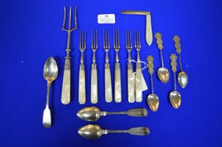 Assorted Mother of Pearl Handled Cutlery etc. Including Sterling and Continental Silver