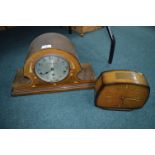 Hull Paragon Company Inlaid Mantel Clock and a 1950’s Mantel Clock