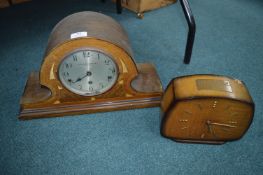 Hull Paragon Company Inlaid Mantel Clock and a 1950’s Mantel Clock