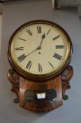 Victorian Walnut and Mahogany School Clock