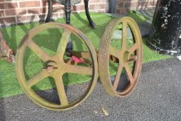 Pair of Cast Iron Trolley Wheels