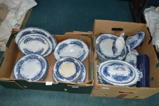 Victorian Blue & White Part Dinner Service by JGG Works of Staffordshire