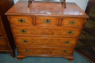 Reproduction Georgian Style Three over Three Chest with Inlay and Burr Walnut Veneer