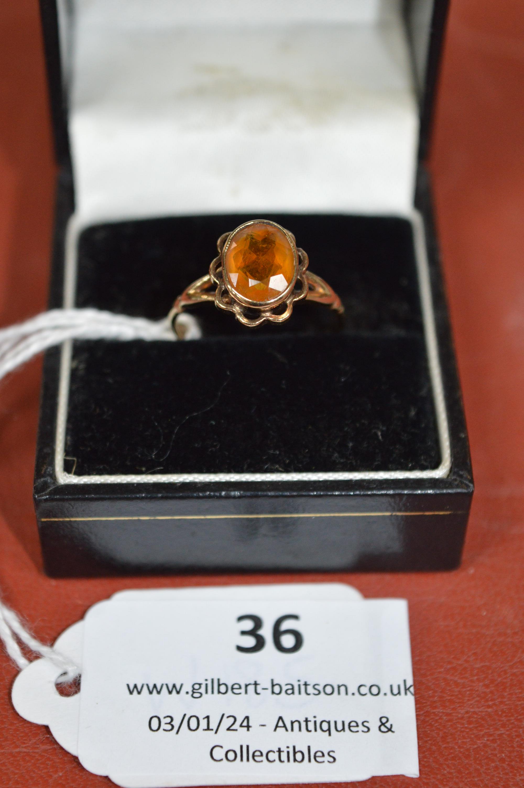 9ct Gold & Gemstone Ring Size: O ~2.4g - Image 2 of 2