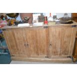 Large Pine Three Door School Cupboard