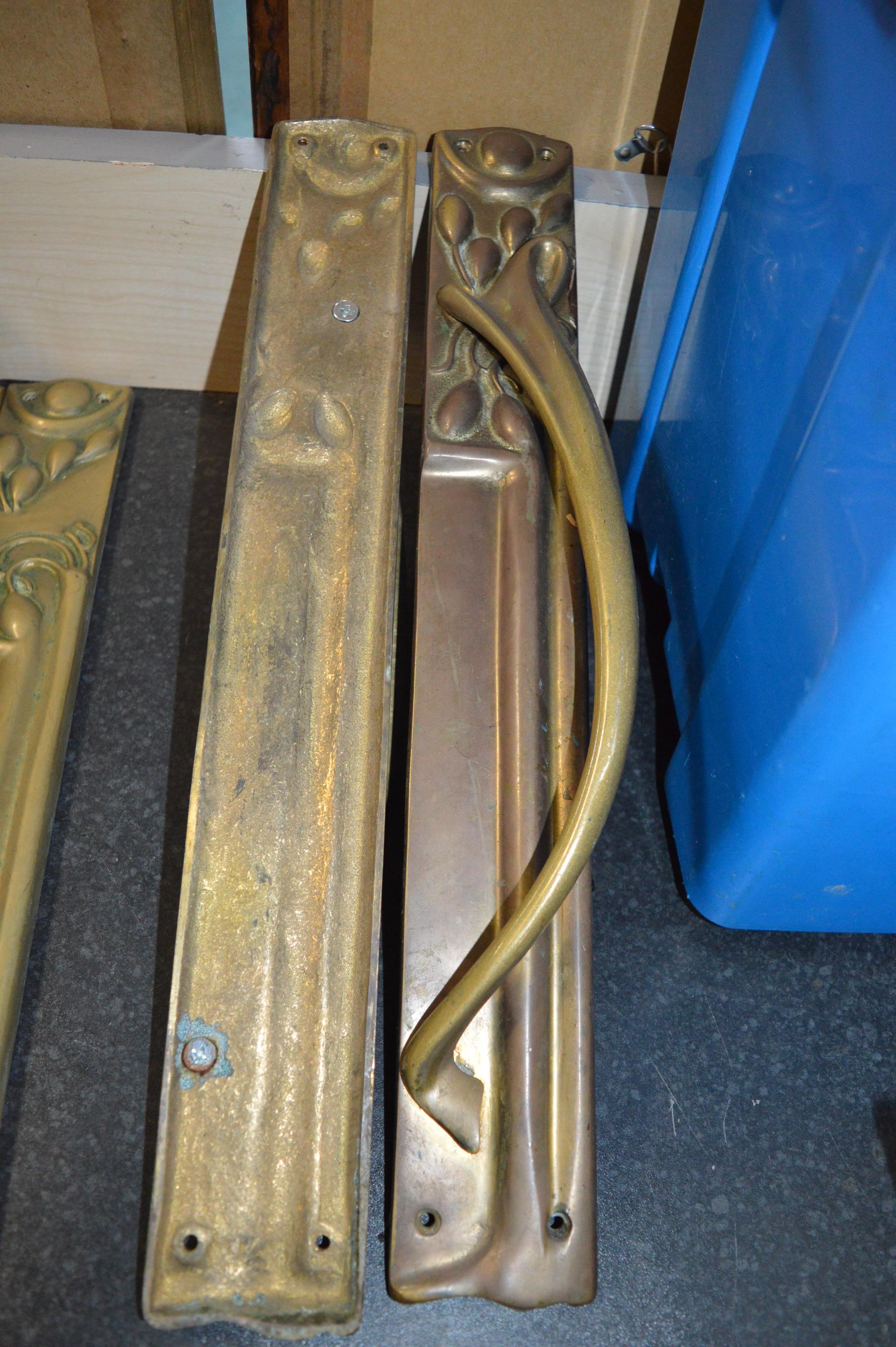 *Pair of Reproduction Brass Art Nouveau Style 48cm Door Handles - Image 3 of 3