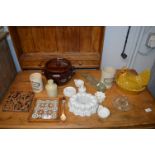 Kitchen Pottery Items Including Shelly Jelly Mould etc.