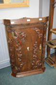 Oak Corner Cupboard with Applied Carved Decoration