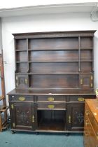 Victorian Fumed Oak Dresser Inscribed J & R.A.D 18