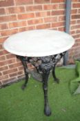 Britannia Cast Iron Pub Table with Marble Top