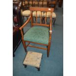 Oak Armchair and Footstool