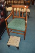 Oak Armchair and Footstool