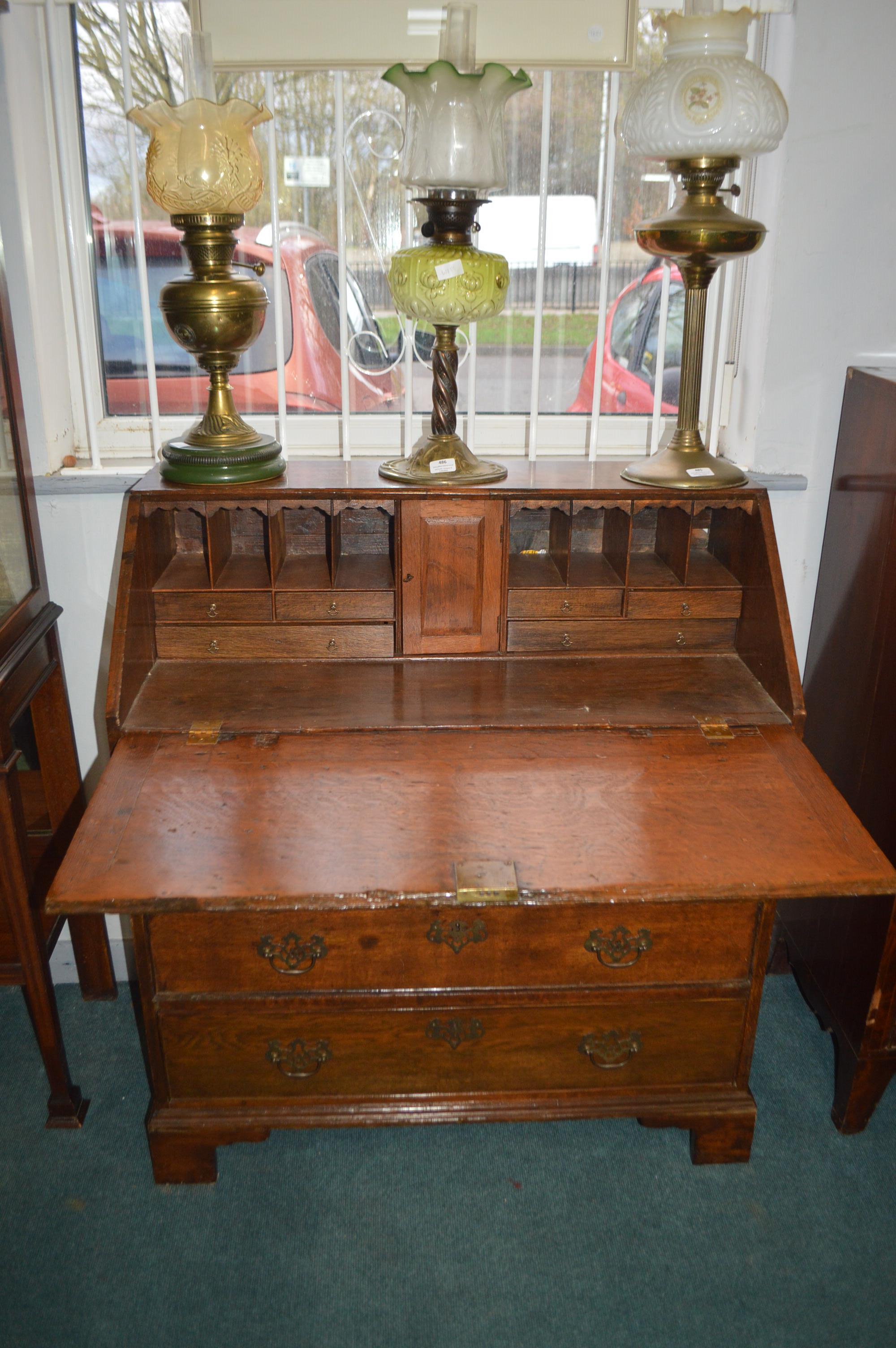 Georgian Oak Four Drawer Bureau - Image 2 of 2