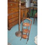 Oak Folding Two Tier Cake Stand, and a Standard Lamp