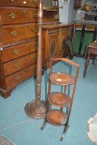 Oak Folding Two Tier Cake Stand, and a Standard Lamp