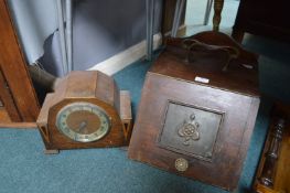 Pine Arts & Crafts Coal Box plus Mantel Clock