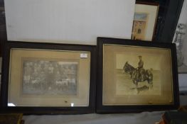 Two Framed Military Photographs of Winchester RGA Football Team, and Mounted Soldier