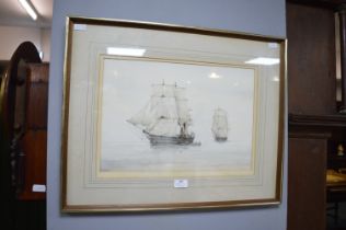 Original Watercolour Sailing Ship Scene by D. Bell 1977