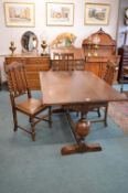 Oak Extending Dining Table with Two Barley Twist S