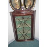 Mahogany Corner Cupboard with Astral Glazing and Brass Decorations