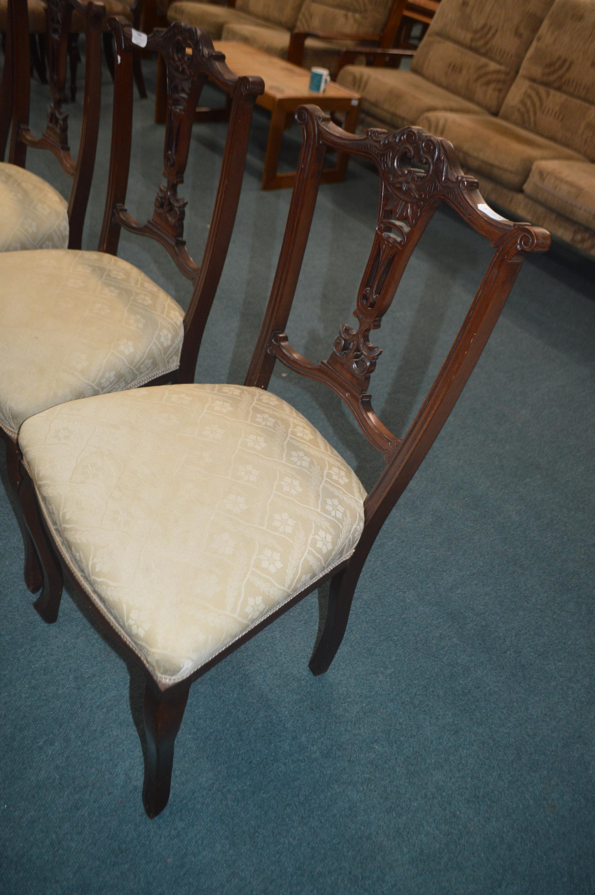 Set of Four Carved Mahogany Dining Chairs - Image 2 of 2