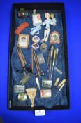 Tray Lot of Small Vintage Collectibles Including Silver Items