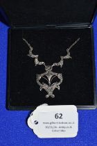 925 Sterling Silver and Marcasite Pendant and Chain ~9.3g