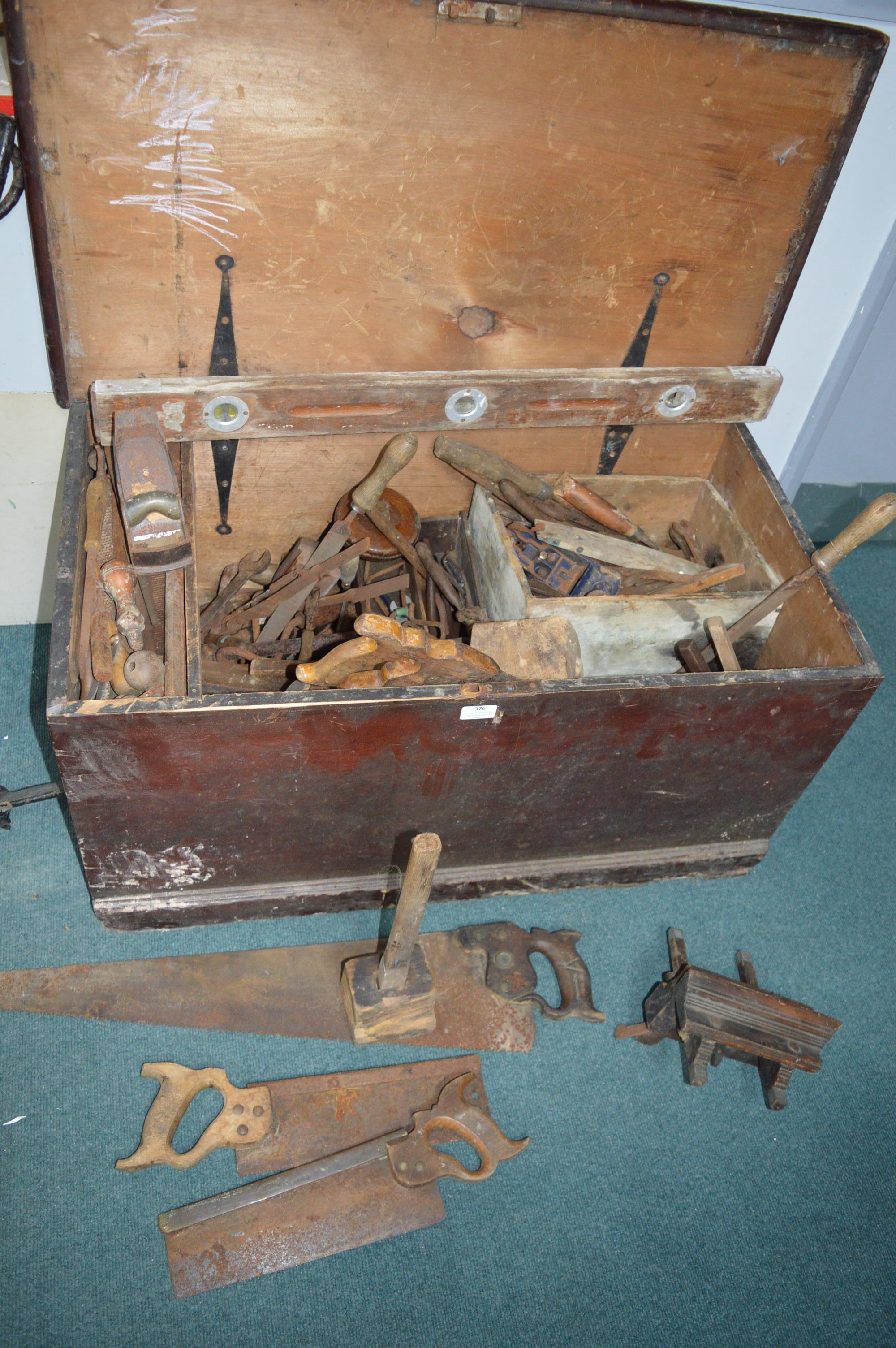 Victorian Blanket Box Containing Wooden Joiners Tools, etc. - Image 5 of 5