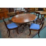 Mahogany Tilt Top Oval Dining Table with Burr Waln