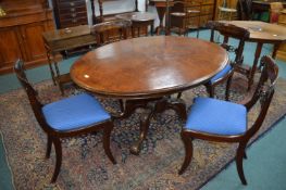 Mahogany Tilt Top Oval Dining Table with Burr Waln