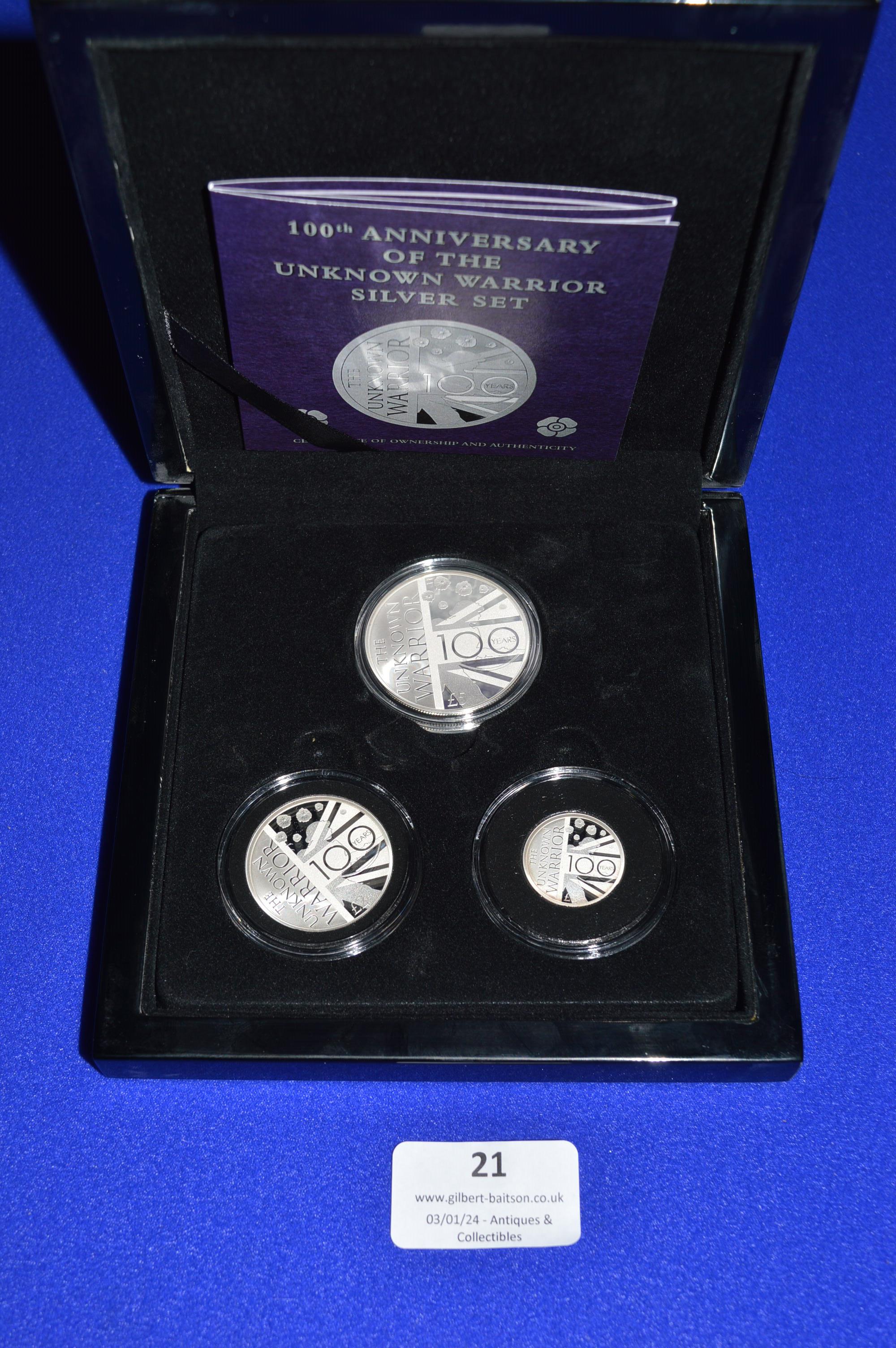 100th Anniversary of the Unknown Warrior Silver Three Coin Proof Set 2020