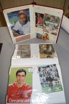 Two Albums of Signed Football Photographs plus Cards, Newspaper Cuttings, etc.