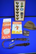 Girl Guides and Brownies Badges, Books, Belt, Whistle, and a Hat