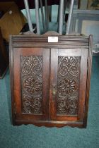 Edwardian Carved Oak Smokers Cabinet