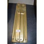 *Pair of Reproduction Brass Art Nouveau Style 48cm Door Handles