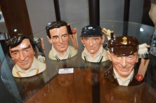 Four Royal Doulton Miniature Cricket Character Jugs Including Freddy Trueman