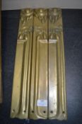 *Pair of Reproduction Brass Art Nouveau Style 48cm Door Handles plus Another