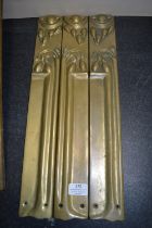 *Pair of Reproduction Brass Art Nouveau Style 48cm Door Handles plus Another