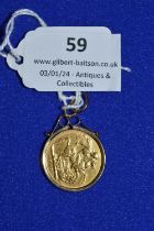 King Edward 1908 Gold Half Sovereign with 9ct 1g Pendant Mount