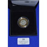 2009 UK Royal Mint Robert Burns £2 Silver Proof Coin 12g with Gold Plating