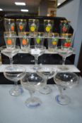 Seven Babycham Glasses, and Ten Britvic Fruit Juice Glasses