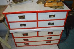 Painted Pine Plan Chest in Two Sections