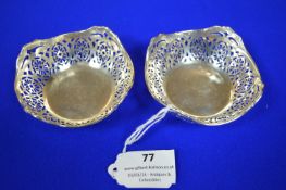 Pair of Hallmarked Silver Pierced Dishes - Birmingham 1923, ~41g total