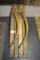 *Two Righthanded Reproduction Brass Art Nouveau Style 48cm Door Handles