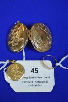 9t Gold Locket and St. Christopher Ring ~9.6g total