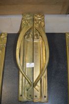 *Pair of Reproduction Brass Art Nouveau Style 48cm Door Handles