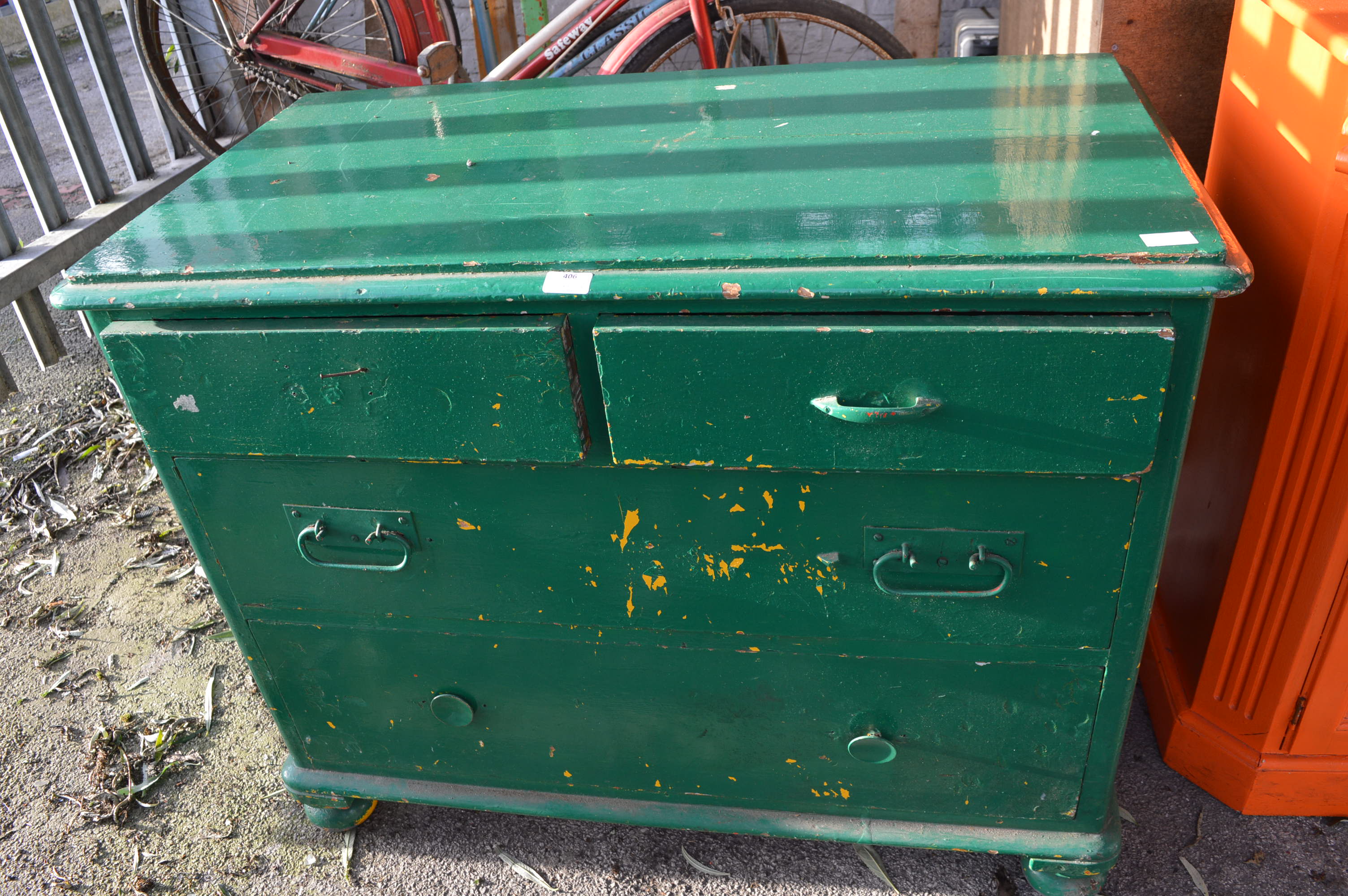 Victorian Painted Pine Two over Two Chest of Drawers