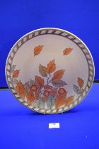 Charlotte Rhead Signed Crown Ducal Golden Leaves Pattern Charger