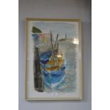 Original Watercolour Fishing Boat Scene