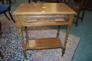 Oak Barley Twist Side Table with Single Drawer